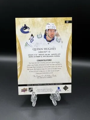 Quinn Hughes Jumbo Jersey /149 (Game Used) back