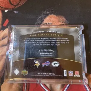 2007 Adrian Peterson, Marshawn Lynch, Brandon Jackson Rookie Rare Remnants Gold /25 back