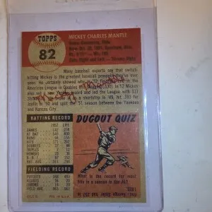 1953 Topps Signed Micky Mantle Questionable Authenticity back