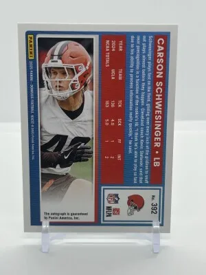2025 Donruss Carson Schwesinger Rated Rookie Green Auto back