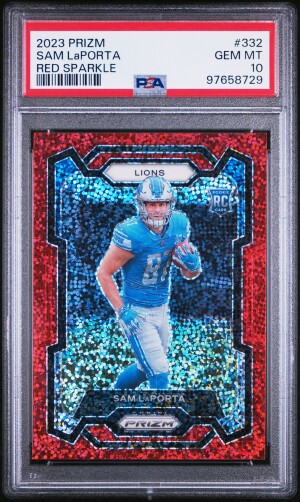 2023 Panini Prizm Sam Laporta Red Sparkle front