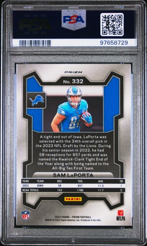 2023 Panini Prizm Sam Laporta Red Sparkle back