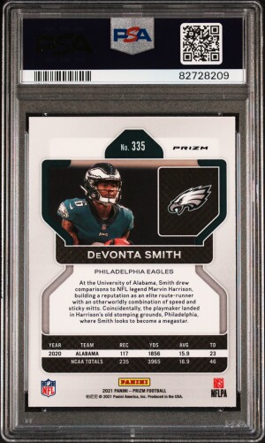 2021 Panini Prizm Devonta Smith Silver Prizm back