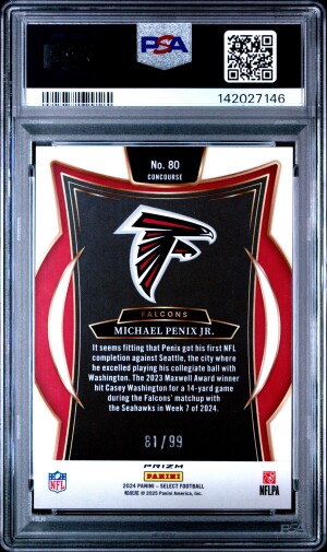 2024 Panini Select Michael Penix Jr. Red Prizm back