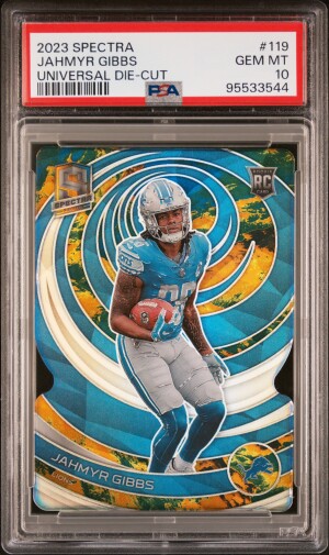 2023 Panini Spectra Jahmyr Gibbs Universal Die-Cut front