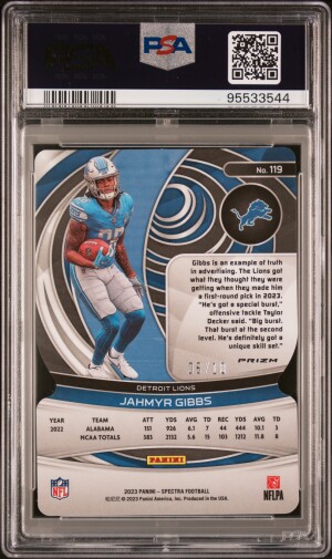 2023 Panini Spectra Jahmyr Gibbs Universal Die-Cut back