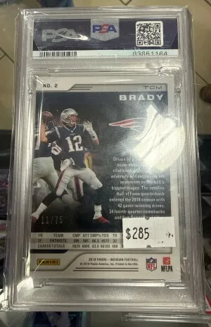 2018 Panini Obsidian Tom Brady Electric Etch Purple back