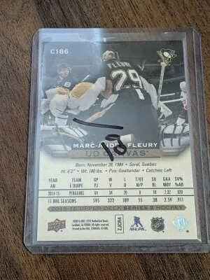 Marc-Andre Fleury canvas Pittsburgh 2015-16 UpperDeck Series 2 Canvas  C186. back