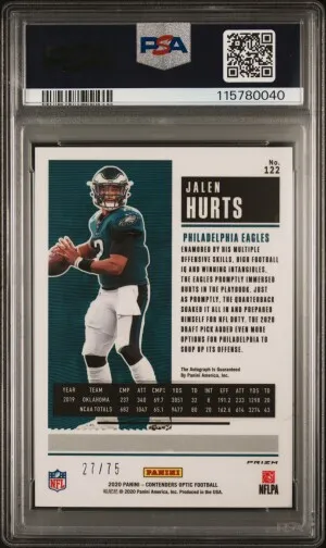2020 Panini Contenders Optic Jalen Hurts Autograph-Blue back