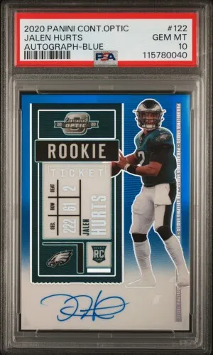 2020 Panini Contenders Optic Jalen Hurts Autograph-Blue front