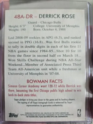 2009 Bowman Derrick Rose Auto back