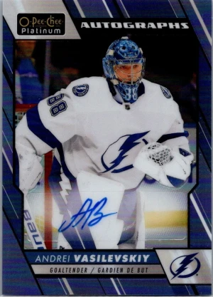 2023-24 O-Pee-Chee Platinum Blue Rainbow Auto Andrei Vasilevskiy #BA-AV front