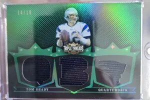 2007 Topps Triple Threads Tom Brady Green Triple Patch /18 front