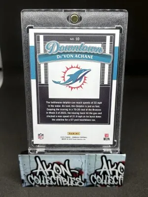 Devon Achane  2025 Panini Donruss DOWNTOWN Case Hit SSP #10 Miami Dolphins E7 back