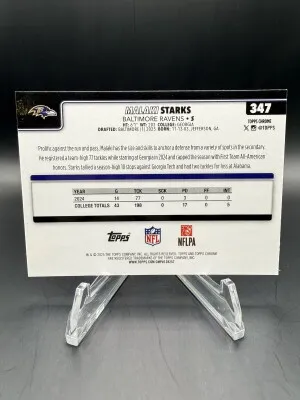 Malaki Starks (Ravens) 2025 NFL Topps Chrome RC #347 back