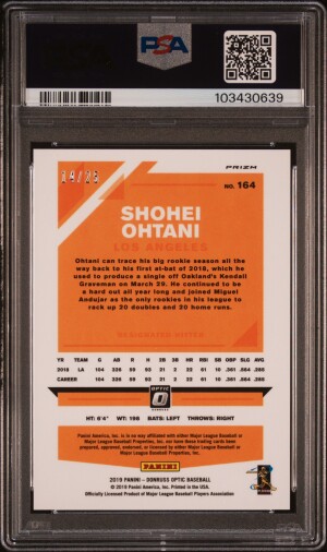 2019 Panini Donruss Optic Shohei Ohtani Black #/25 PSA 9 back