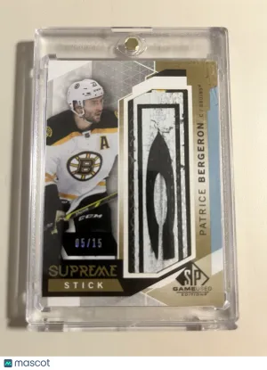 2015-16 UPPER DECK SP GAME USED #PA-NB Patrice Bergeron SUPREME STICK RELIC /15 front