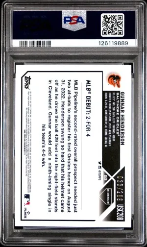 2023 Topps Chrome Update Gunnar Henderson Mag/Purple Lava Lamp Ref /299 PSA 10 back