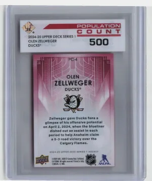 2024 Upper Deck Series 1 Population Count 500 Olen Zellweger #PC-4 /500 back
