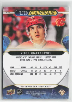 2024 Upper Deck Series 1 UD Canvas Yegor Sharangovich #C-49 back