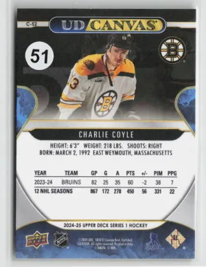 2024 Upper Deck Series 1 UD Canvas Charlie Coyle #C-52 back