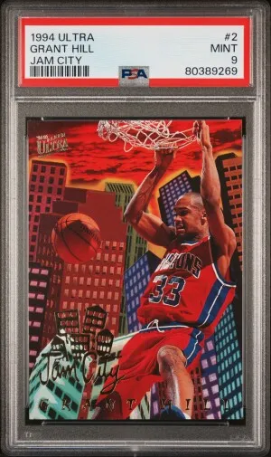 1994 Ultra Jam City Grant Hill Jam City PSA 9 Small Slab Crack front