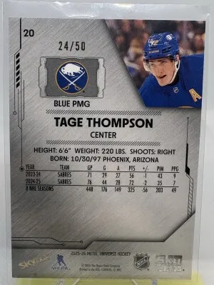 2025-2026 Metal Universe Tage Thompson PMG /50 back