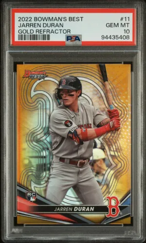 2022 Bowman's Best Jarren Duran Gold Refractor /50 RC PSA 10 front