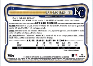 2026 Bowman #75 Jac Caglianone back
