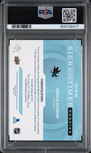 2024-25 SP Authentic Sign Of The Times Rookie Auto PSA 10 Macklin Celebrini back