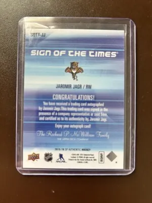 2015-16 SP Authentic Jaromir Jagr Sign Of The Times #SOTT-JJ back