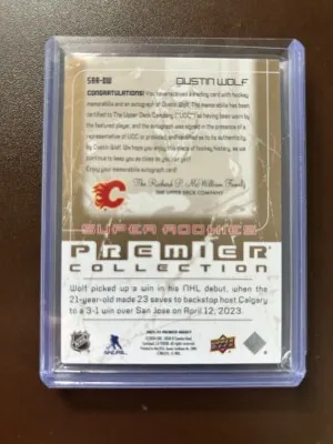 2023-24 Premier Dustin Wolf Super Rookies (3/5) #SRR-DW back