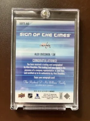 2015-16 SP Authentic Alex Ovechkin #SOTT-AO Sign Of The Times back