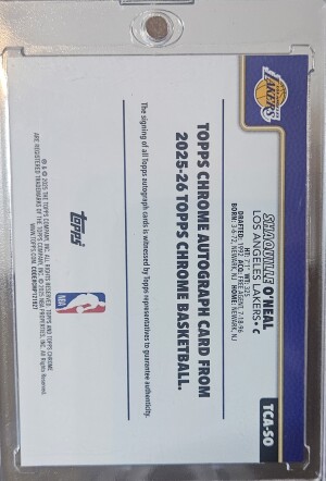 2025 Topps Chrome Shaquille Oneil Auto Gold Geometric back