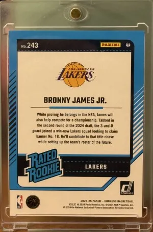 2024-25 Donruss Basketball Bronny James Jr. Rated Rookie Disco 51/75 back