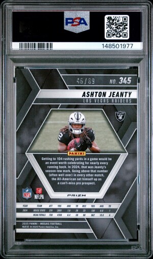2025 Panini Mosaic Ashton Jeanty Fusion Red & Yellow Choice back