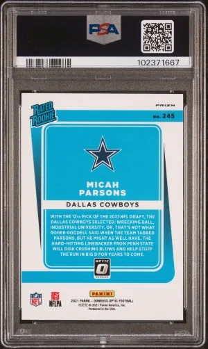 2021 Panini Donruss Optic Micah Parsons Pink back