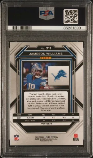 2022 Panini Prizm Jameson Williams Green Prizm back