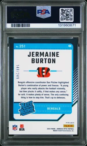 2024 Panini Donruss Optic Jermaine Burton Orange 148/249 back