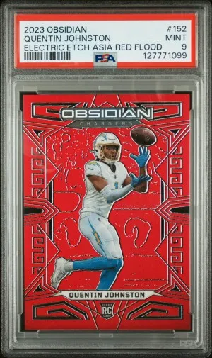 2023 Panini Obsidian Quentin Johnston Electric Etch Asia Red Flood 83/90 front