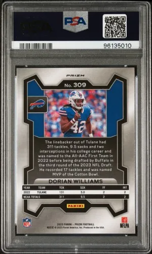 2023 Panini Prizm Dorian Williams Red Sparkle back