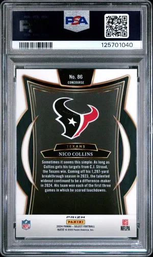 2024 Panini Select Nico Collins Red & Blue Shock back