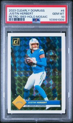 2023 Panini Clearly Donruss Clearly Retro 1993 Justin Herbert Retro 1993-Holo Mosaic front