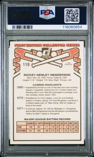 1981 Donruss Rickey Henderson back