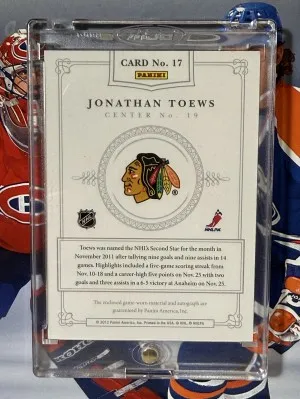 2011-12 Dominion Jonathan Toews Patch Autograph /60 back