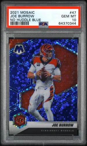 2021 Panini Mosaic Joe Burrow No Huddle Blue front