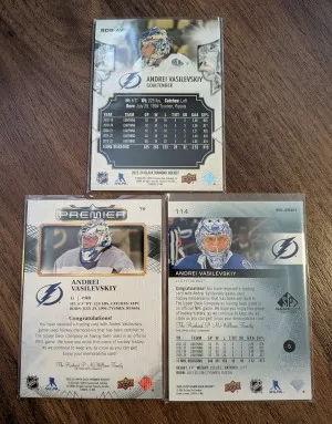 Andrei Vasilevskiy Lot /25 Blue Parallel, Premier Jersey, Sp Game Used Jersey 2023-24 Black Diamond back