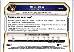 2026 Bowman #BCP-96 Jesús Made Chrome Prospects back