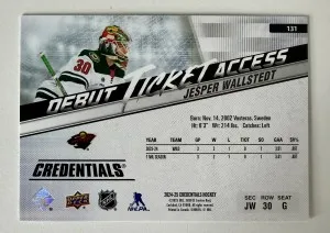 2025 Upper Deck Credentials Debut Ticket Access Jesper Wallstedt Rookie back