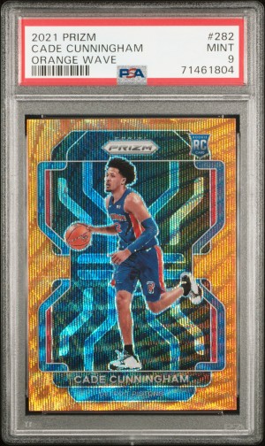 2021 Panini Prizm 🟠🔥Orange Wave Cade Cunningham RC #282 #55/60 SSP PSA 9nge Wave front